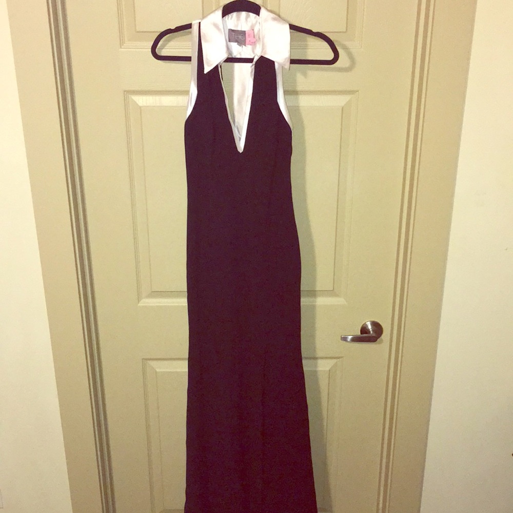 Black and white evening gown